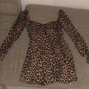 Reformation long sleeve leopard mini dress